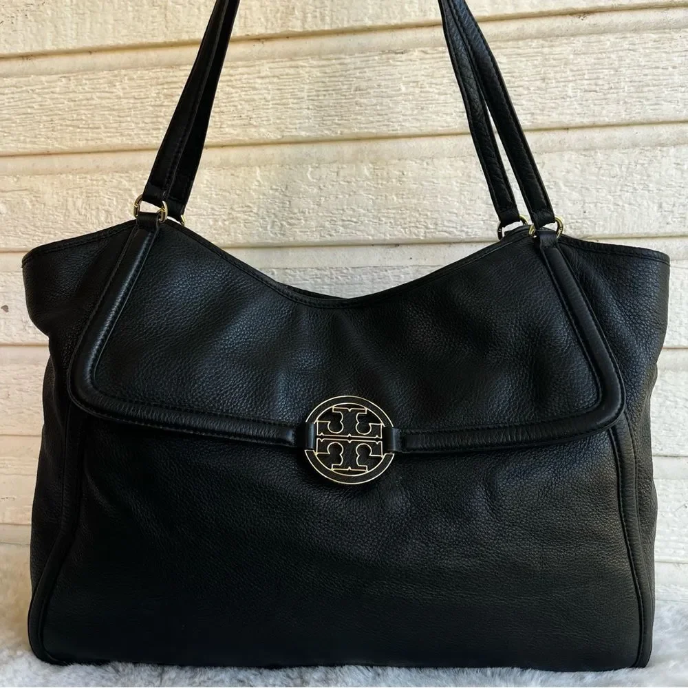 TORY BURCH Black XL Amanda Marion Travel JUMBO Fleming Emerson Tote Shoulder Bag